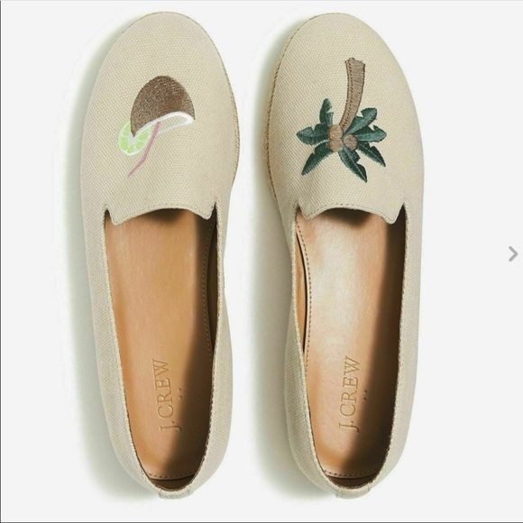 J. Crew Embroidered Palm Canvas Shoes NEW - Picture 1 of 4